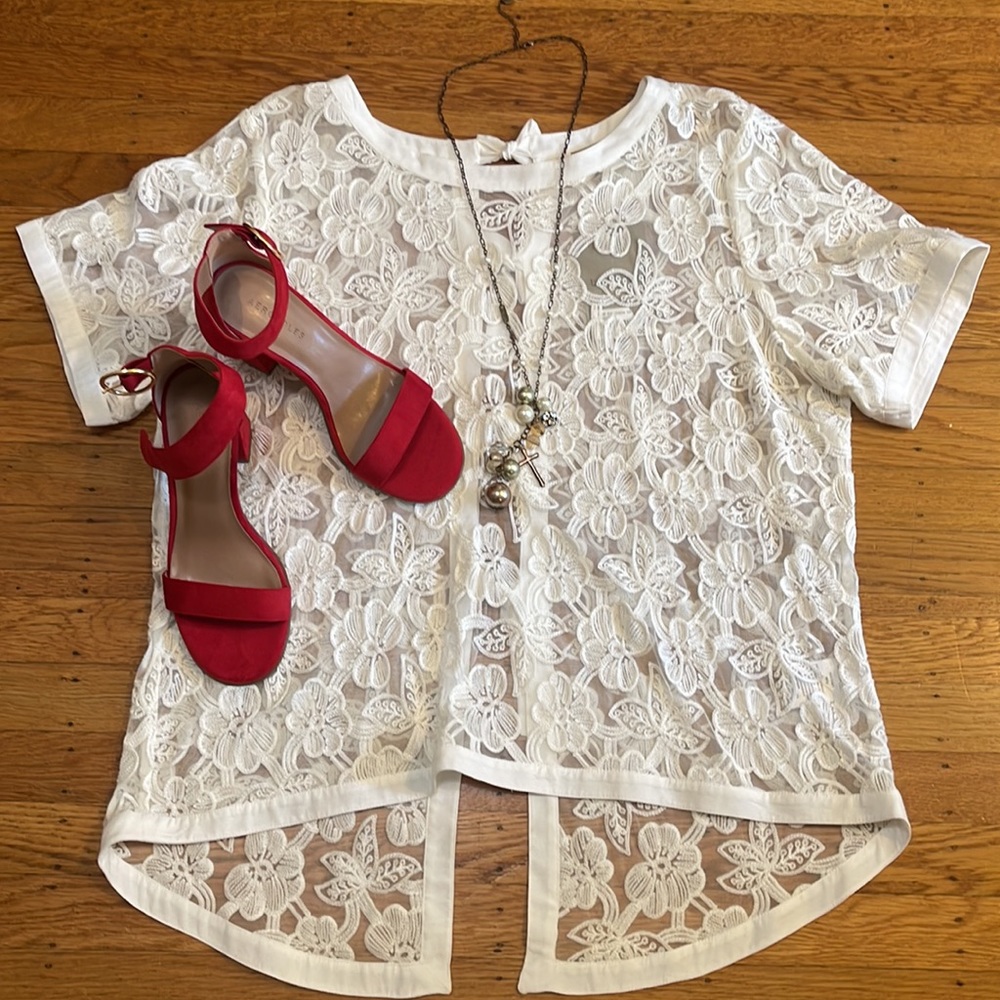White Lace Floral Top